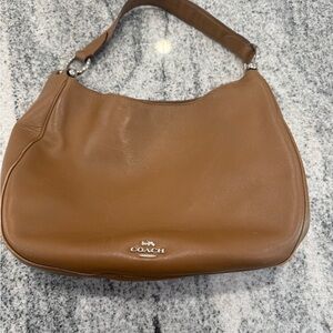 Coach Brown Pebbled Leather Hobo Shoulder Bag